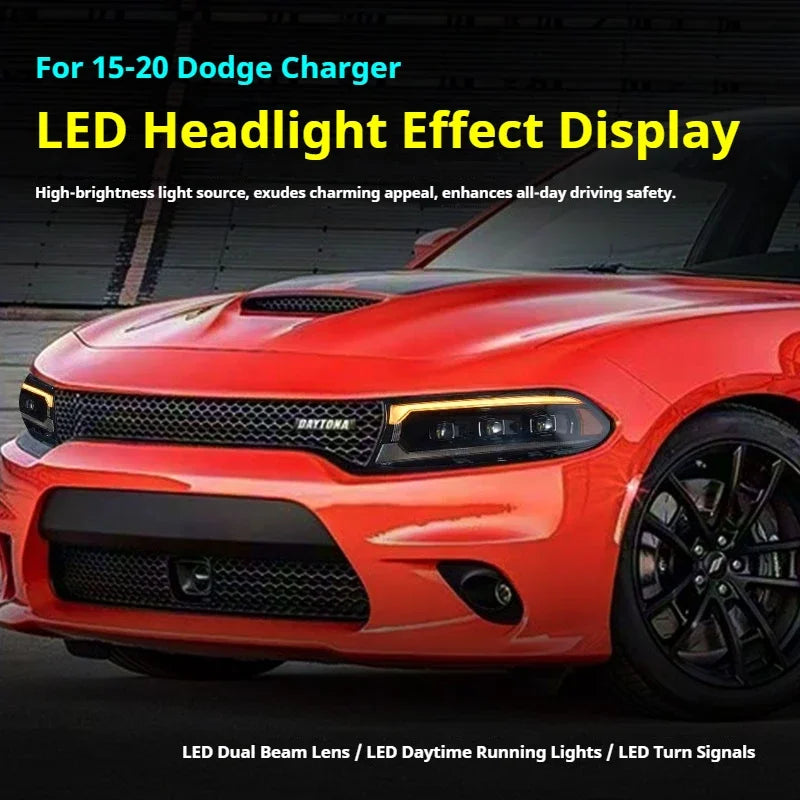 LED Projector Headlights for Dodge Charger 2015-2020 with Daytime Running Lights