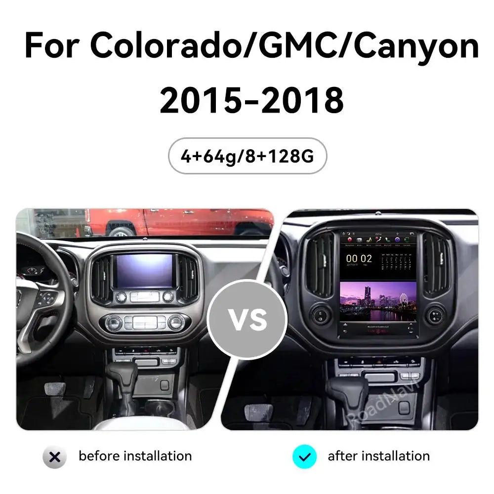 RoadNavi 12.3" Android Car Stereo for Chevrolet Colorado & GMC Canyon 2015-2018 – Wireless CarPlay, Android Auto & GPS Navigation