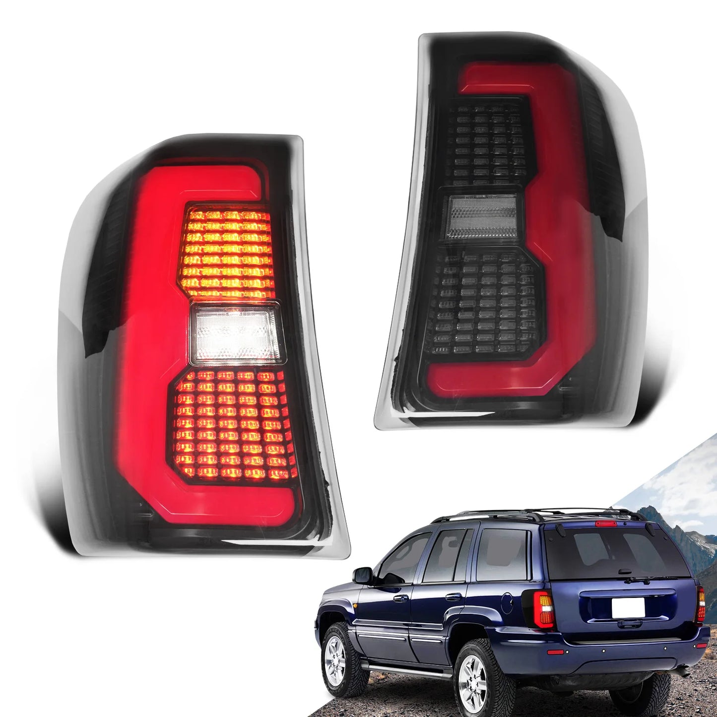 LED Tail Lights for Jeep Grand Cherokee WJ/WG 1999-2004 – Smoke Lens Rear Lamp Upgrade