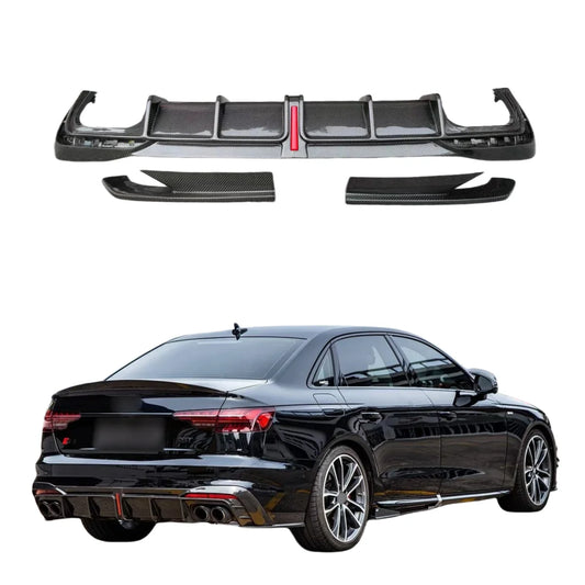 KB Style Carbon Fiber Rear Diffuser for Audi A4 B10 / S4 (2020–2022) – Performance Rear Bumper Upgrade