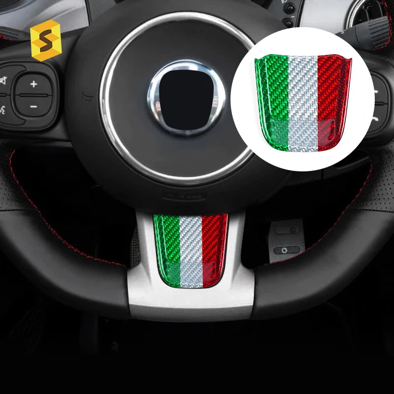 Real Carbon Fiber Steering Wheel Chin Trim for Fiat 500 &amp; Abarth (2020–2023)
