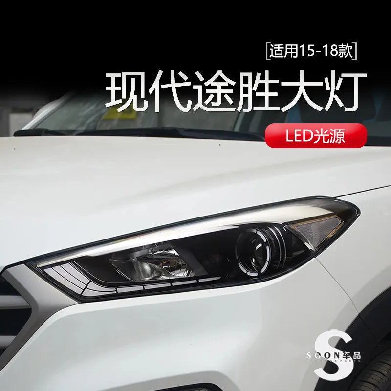 For Hyundai Tucson 2015-2018 Headlight Assembly Modification Korean Style 12V LED Angel Eye New Devil Eye Lens Light
