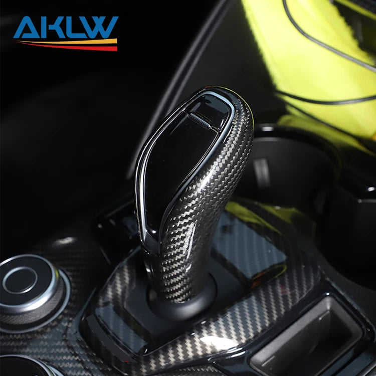 Real Dry Carbon Fiber Gear Shift Cover for Alfa Romeo Giulia &amp; Stelvio (2020–2023)