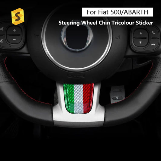 Real Carbon Fiber Steering Wheel Chin Trim for Fiat 500 &amp; Abarth (2020–2023)