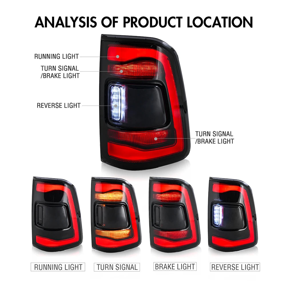 LED Tail Lights for Dodge RAM 1500 (2019–2024) – RAM-B185D-S Rear Lamp Assembly
