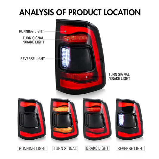 LED Tail Lights for Dodge RAM 1500 (2019–2024) – RAM-B185D-S Rear Lamp Assembly