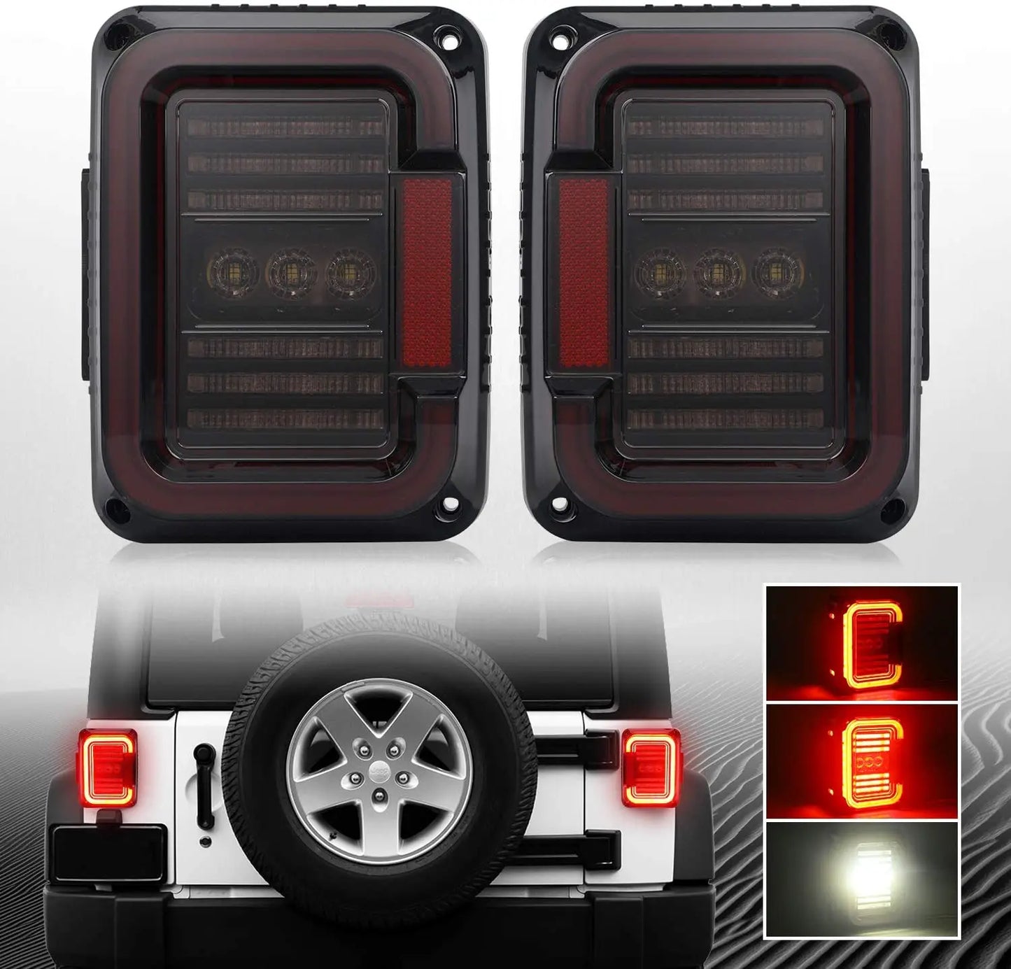 Auto Lighting Systems C Style DRL Tail Light Rear Backup White 30 Watts Led Tail Light for jeep wrangler Jk 07