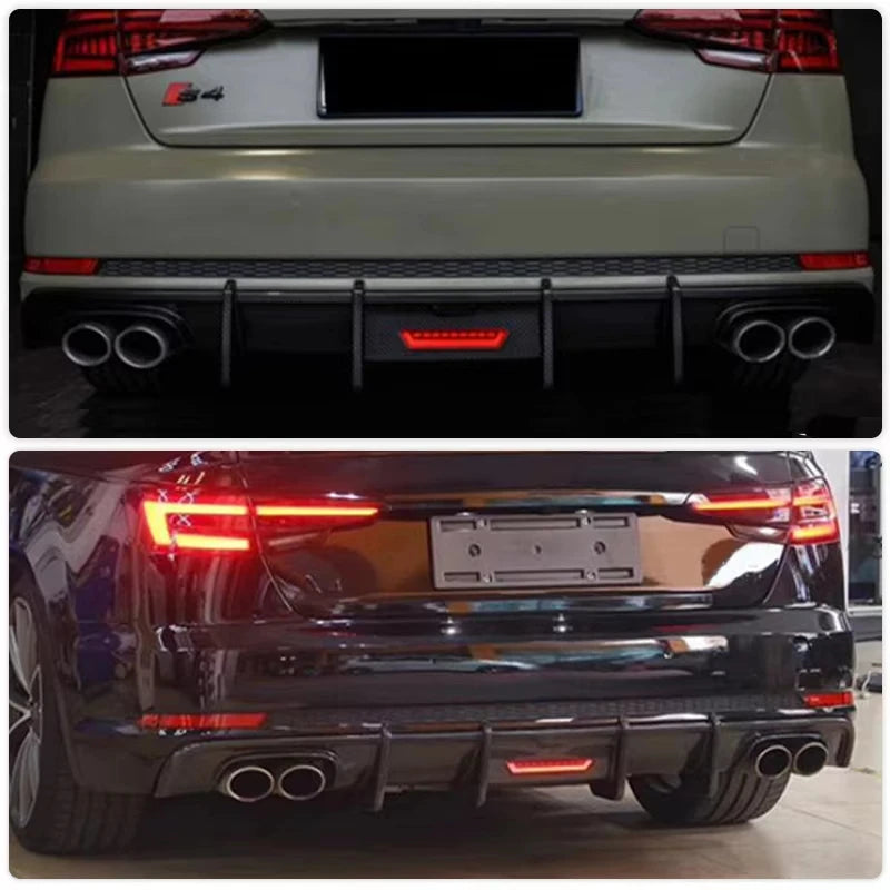 Rear Bumper Diffuser with LED for Audi A4 / S4 B9 (2017–2019)