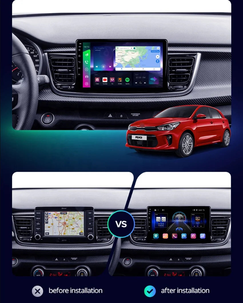 Wireless CarPlay 4+64GB Android 13 for Kia RIO YB KX Cross 2016-2020 Car Stereo Radio GPS WIFI BT