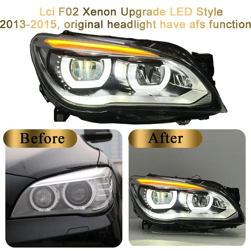 For BMW 7 Series F01 F02 2009-2015 Car Accessories Remanufactured Headlights LED DRL Turn Signals Super Bright 12V Blue Light