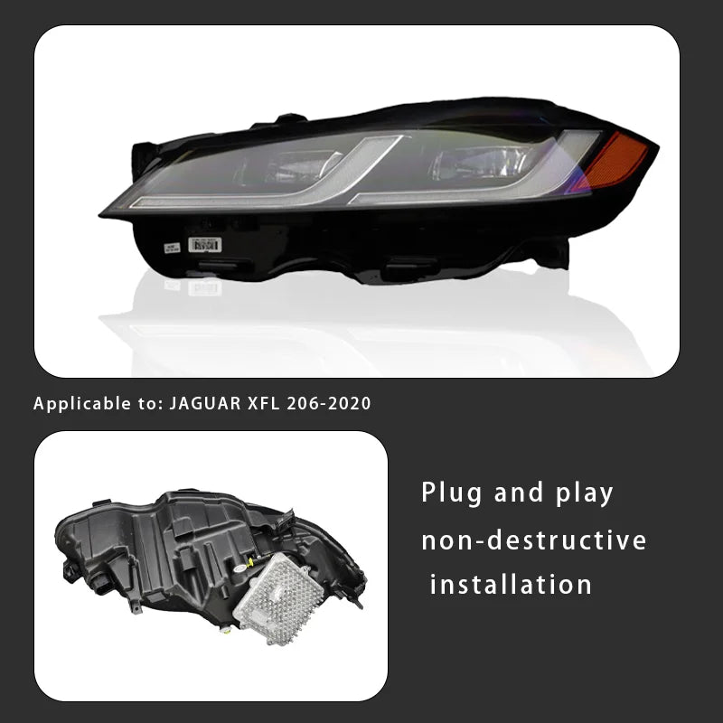 For New LED Headlight Assembly for XF XFL X260 2016-2021 OEM T2H19446 T2H24576 50W 12V Front BDB