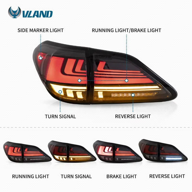 LED-achterlichten voor Lexus RX350 / RX400h / RX450h (2009–2014) – sequentiële richtingaanwijzer