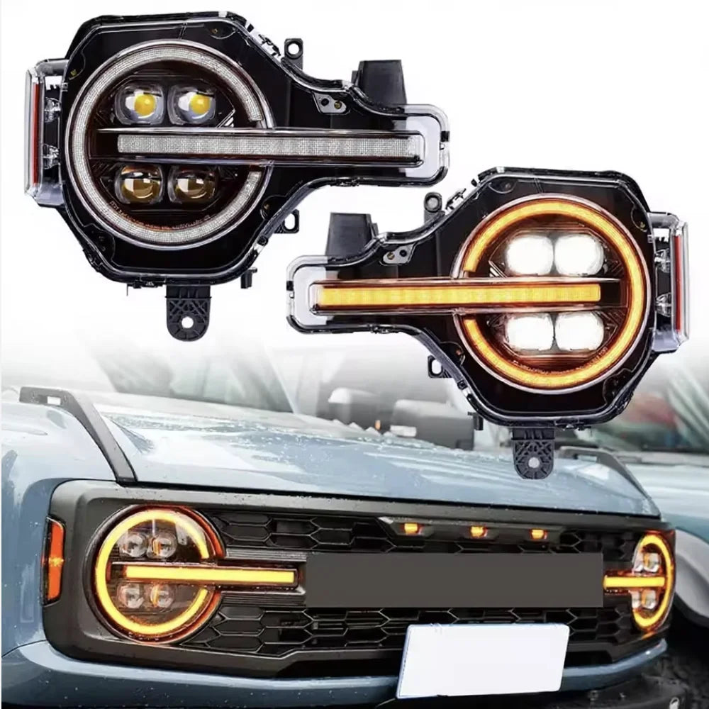 LED Headlight Assembly for Ford Bronco – 6500K White Light Plug & Play Upgrade