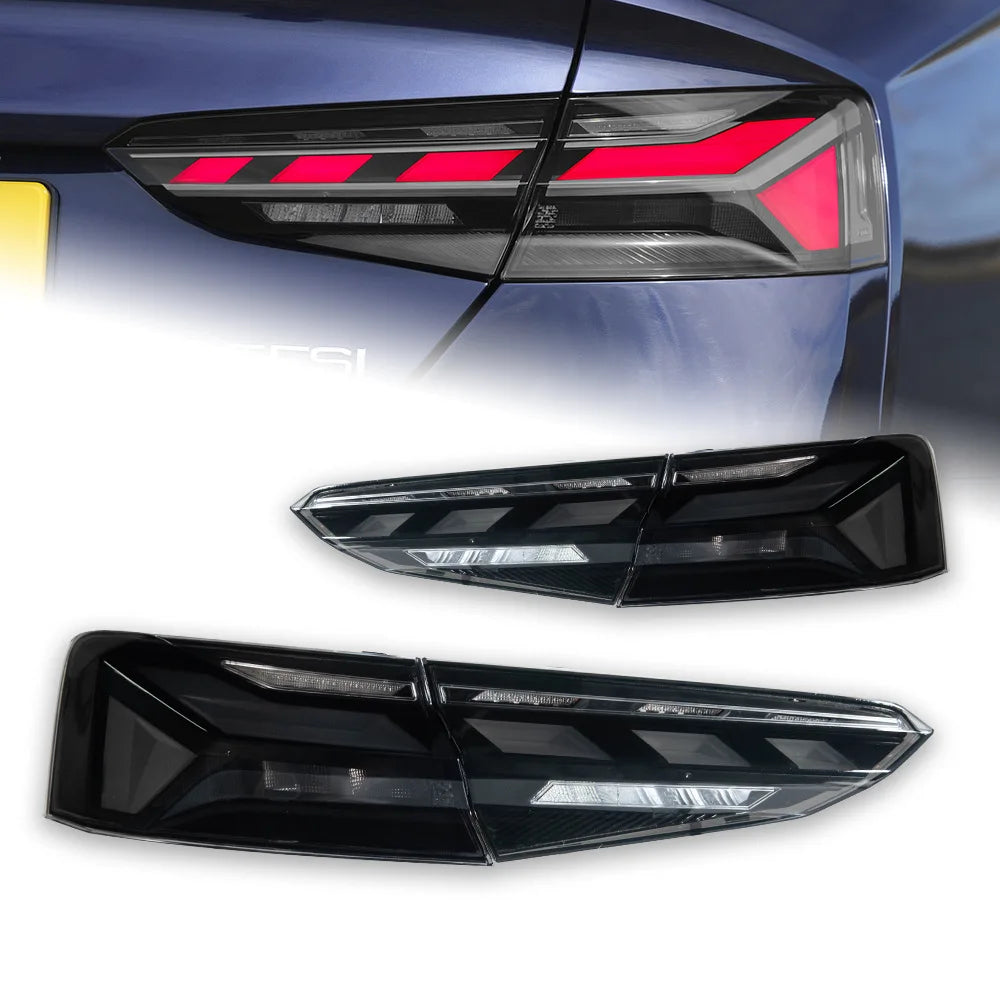 For 2017-2020 Audi A5 RS5 Style Modified Tail Light Assembly, LED Lens, 30W 12V DRL & Sequential Turn Signals