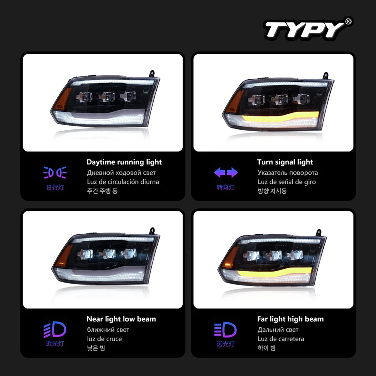 Factory LED Headlights for Dodge Ram 1500 (2009–2018) – Complete Headlamp Assembly