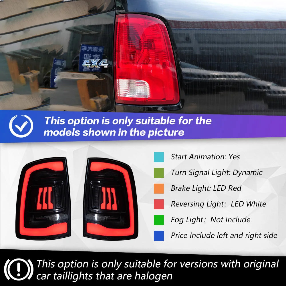 Dodge RAM LED Tail Lights 2009-2018 with Dynamic Turn Signal &amp; Projector Lens