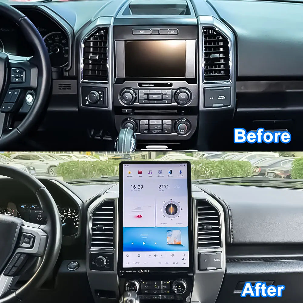 16.8-Inch Tesla Style Android Head Unit for Ford F-150 2015-2020 – Wireless CarPlay & Android Auto
