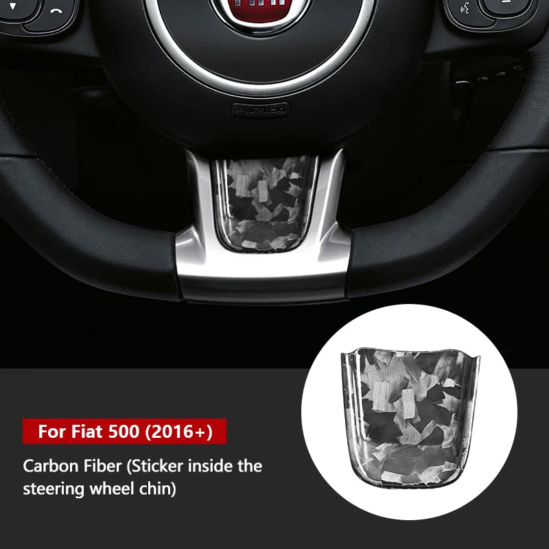 Real Carbon Fiber Steering Wheel Chin Trim for Fiat 500 &amp; Abarth (2020–2023)