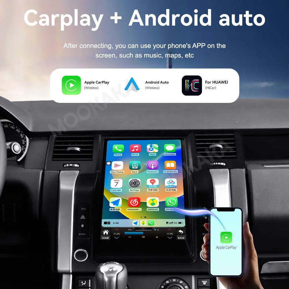 Mookaka 12.1-inch vertical-screen Android car stereo for Range Rover Sport 2005–2009 – image 3
