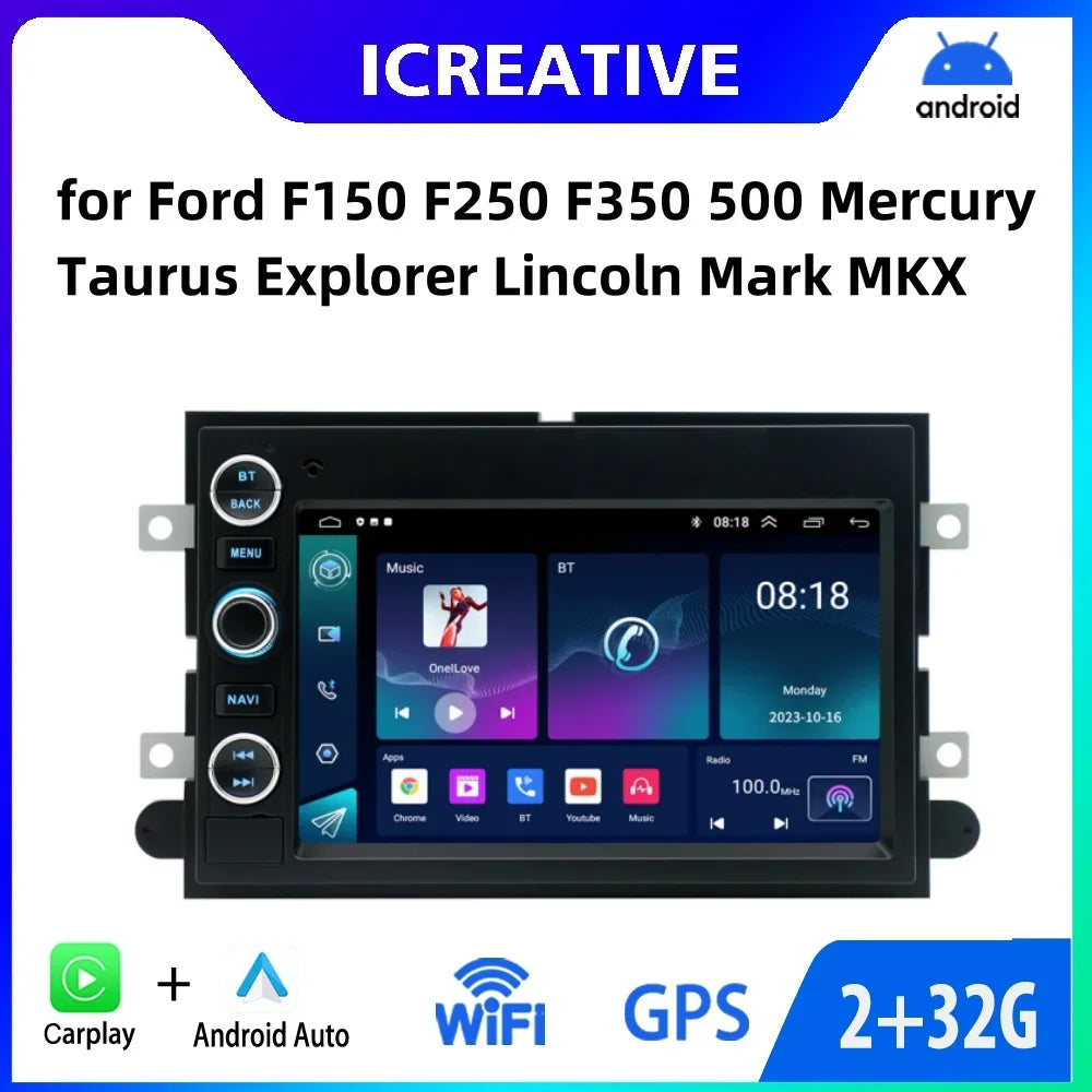 Android GPS Navigation Car Radio with Wireless CarPlay & Android Auto for Ford F-150, F-250 &amp; F-350