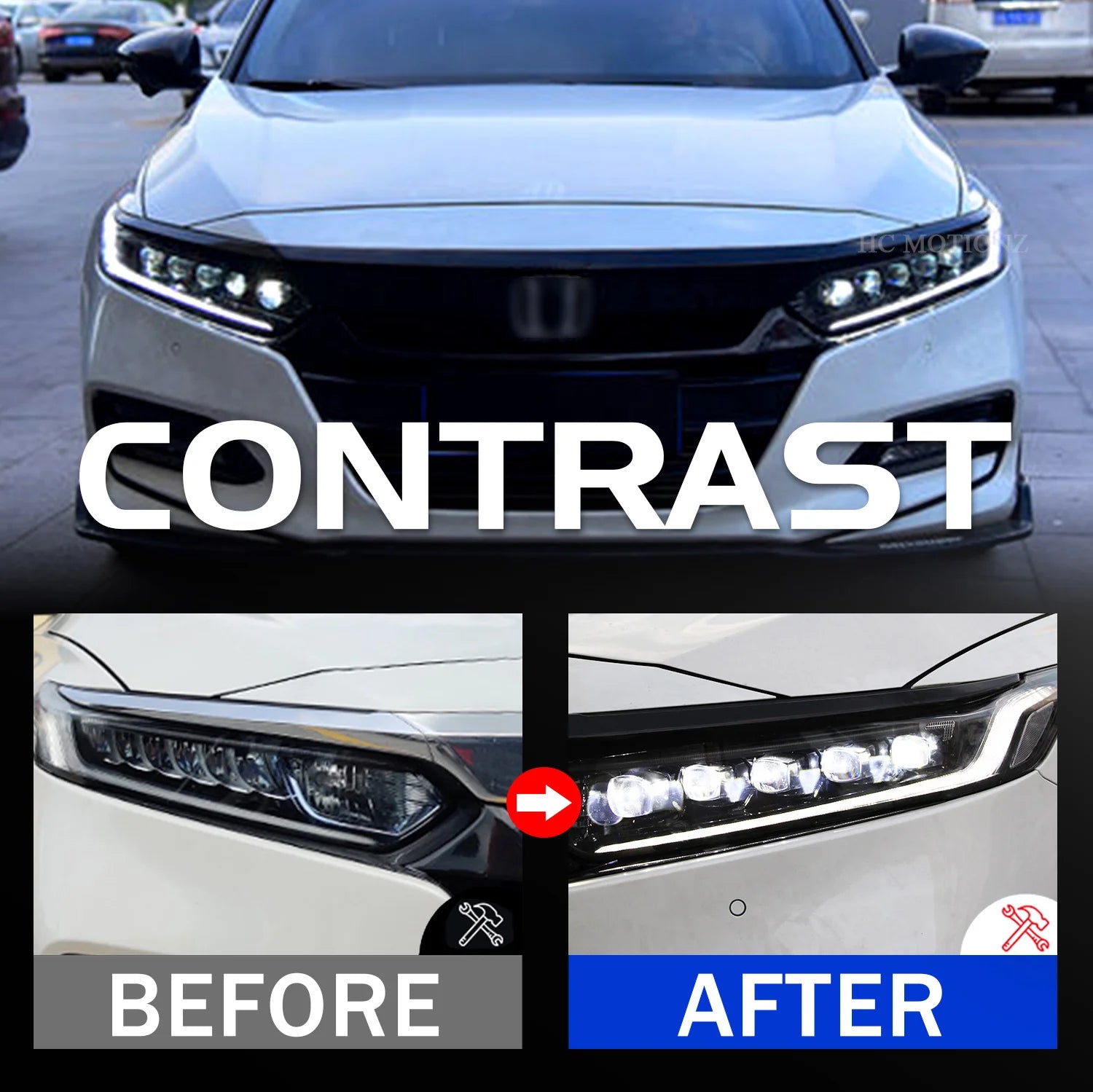 HCMOTIONZ Full LED Headlights for Honda Accord 10th Gen 2018-2022 – Sequential Turn Signals & Dynamic DRL