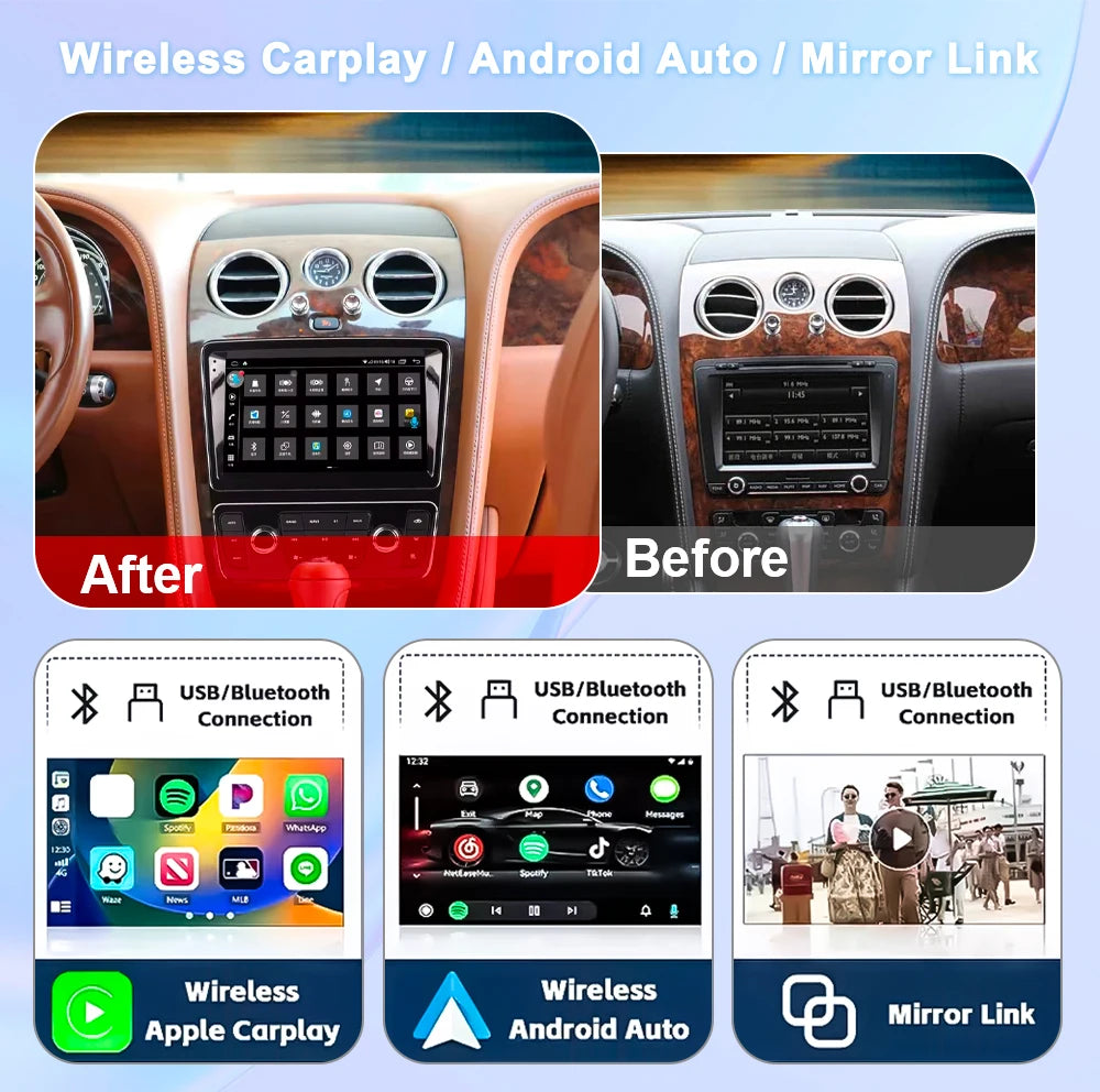 10.9" Android 13 Multimedia Display for Bentley Continental GT &amp; Flying Spur (2012–2019) | Wireless CarPlay &amp; Navigation System