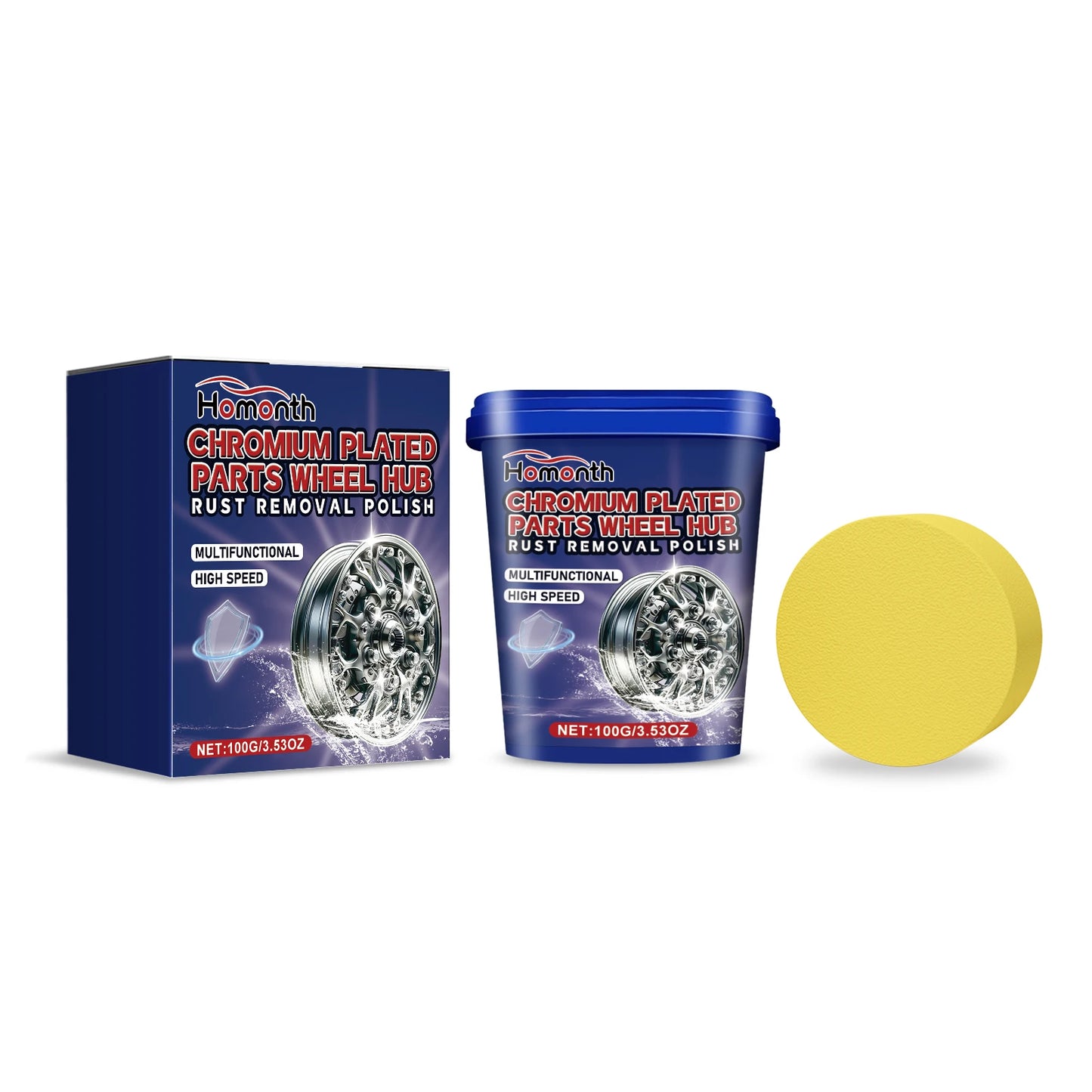 Homonth Chrome Plated Wheel Hub Car Polish for Rust Removal and Metal Decontamination Brightens and Refurbishes Tire Hub