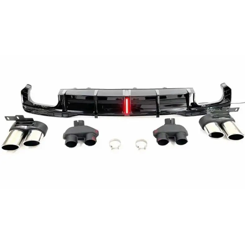 Gloss Black Rear Diffuser with LED Light for Audi A7 &amp; S7 C8 (2019-2025)