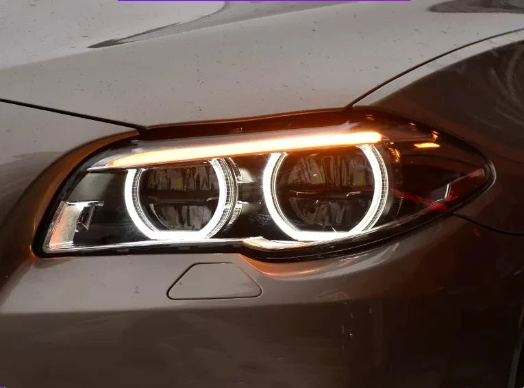 Angel Eyes F10 Headlights Assy for BMW 10-17 F10/F18 Headlights Upgraded to 5 Series Angel Eyes LED Daily Running Lights