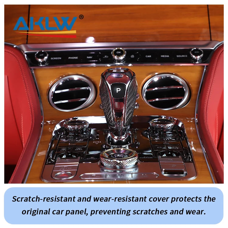 Dry Carbon Fiber Center Console Gear Trim Cover for Bentley Continental GT (2020–2024)