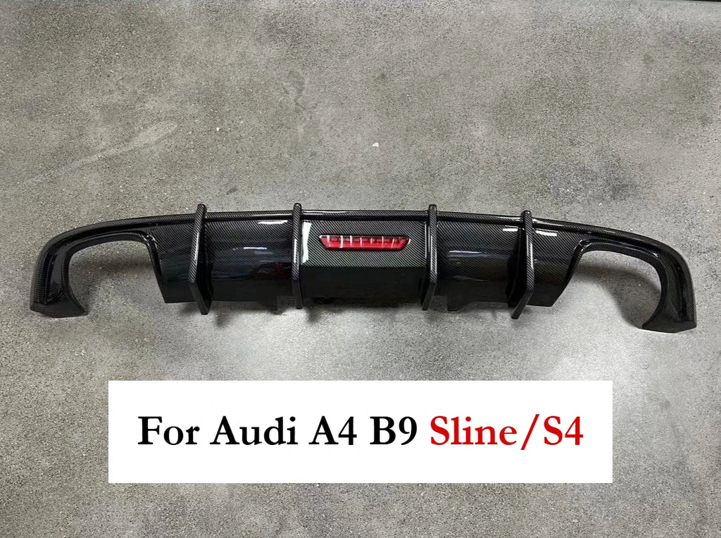 Rear Bumper Diffuser with LED for Audi A4 / S4 B9 (2017–2019)