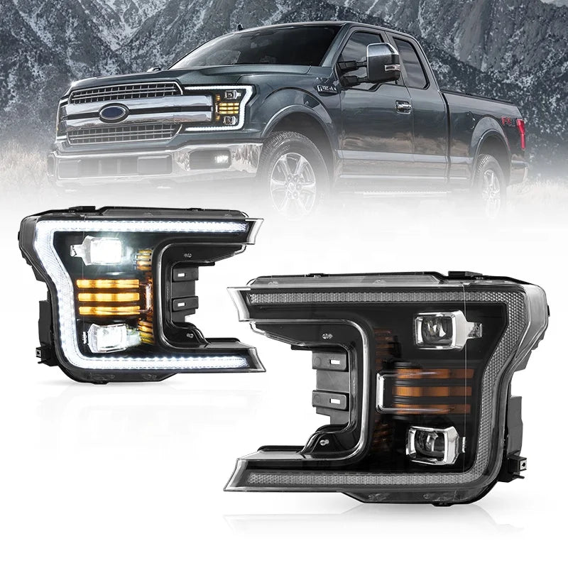 VLAND Full LED Headlights for Ford F-150 2018-2020 – Sequential Turn Signals & LED DRL