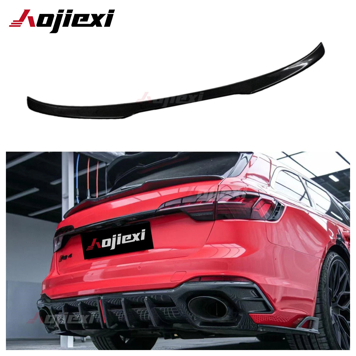 AE Style Real Carbon Fiber Rear Spoiler for Audi RS4 / A4 / S4 Avant B9.5 (2019–2024)