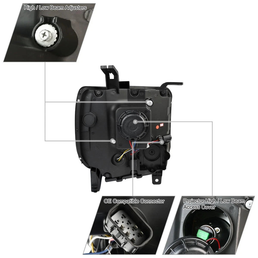 Smoke LED Projector Headlights for GMC Sierra 1500 (2014-2015) & Sierra 2500HD (2015-2019)