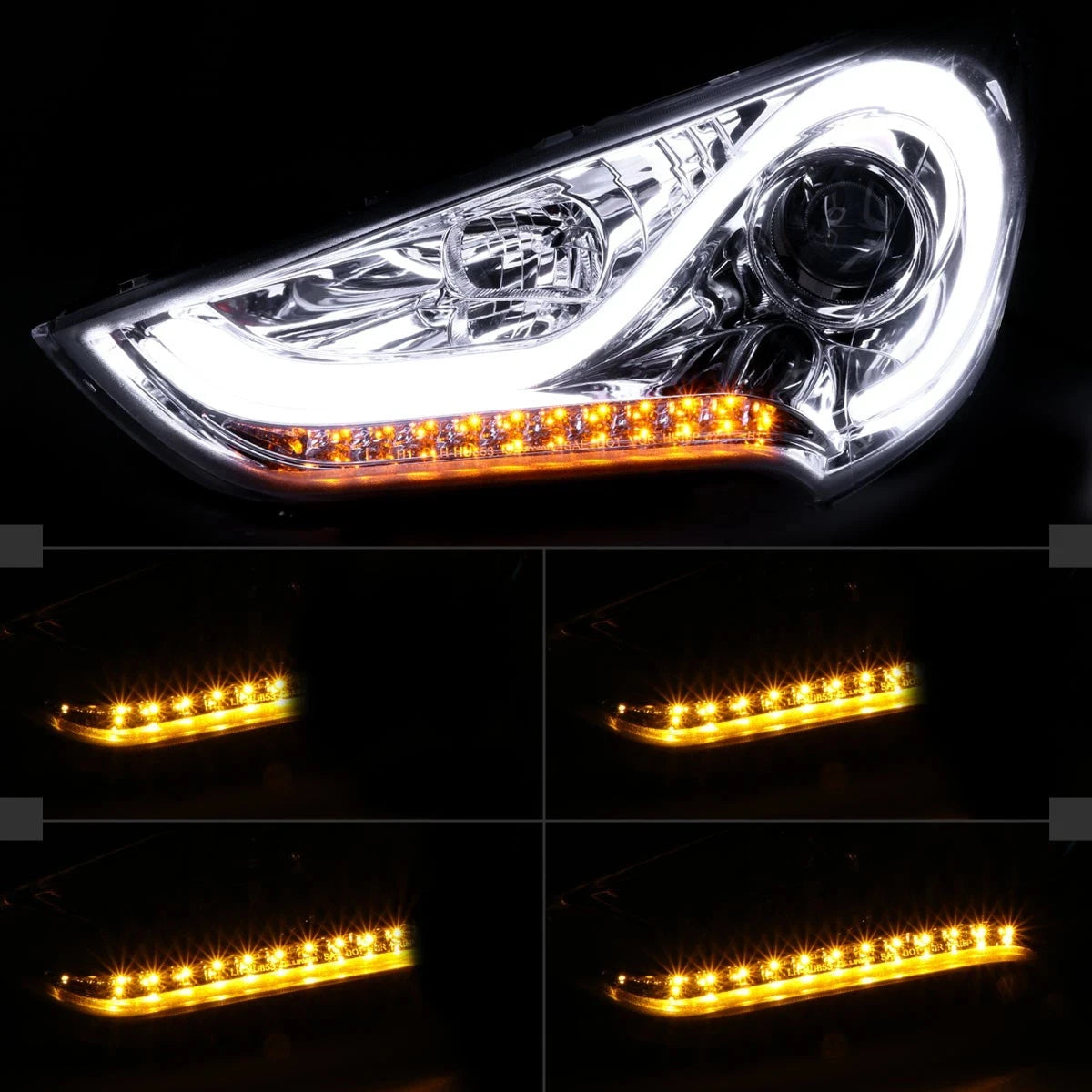 LED Projector Headlights for 2012-2017 Hyundai Veloster Clear Sequential Signal