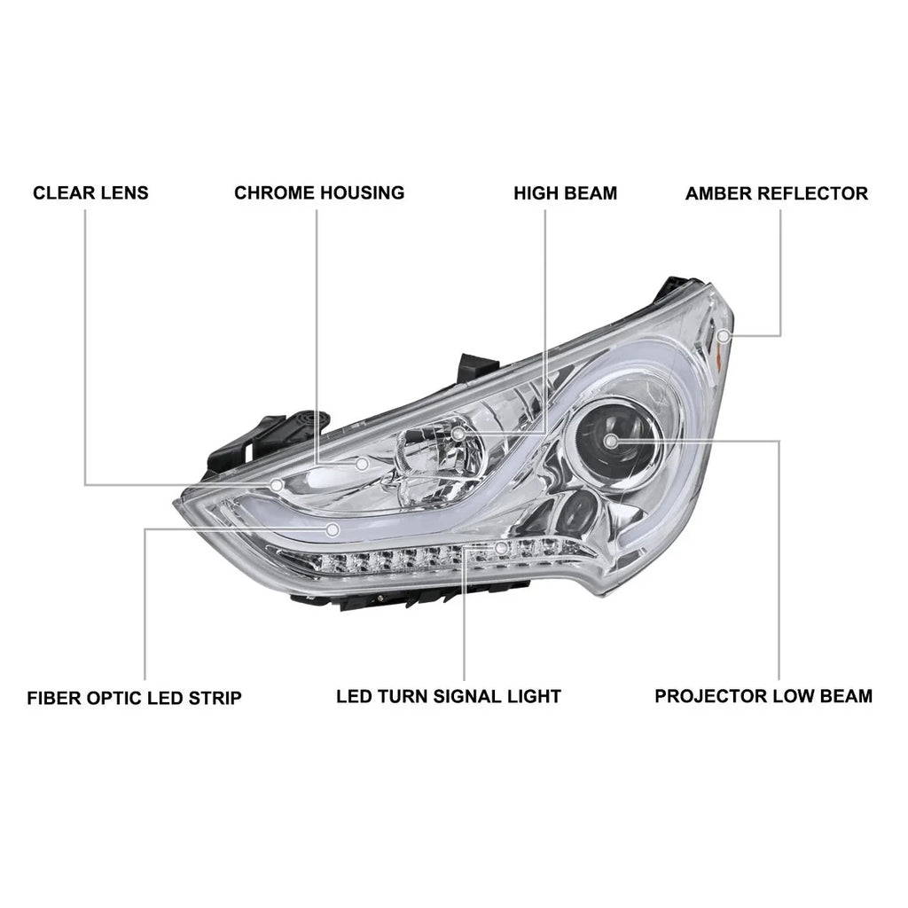 LED Projector Headlights for 2012-2017 Hyundai Veloster Clear Sequential Signal