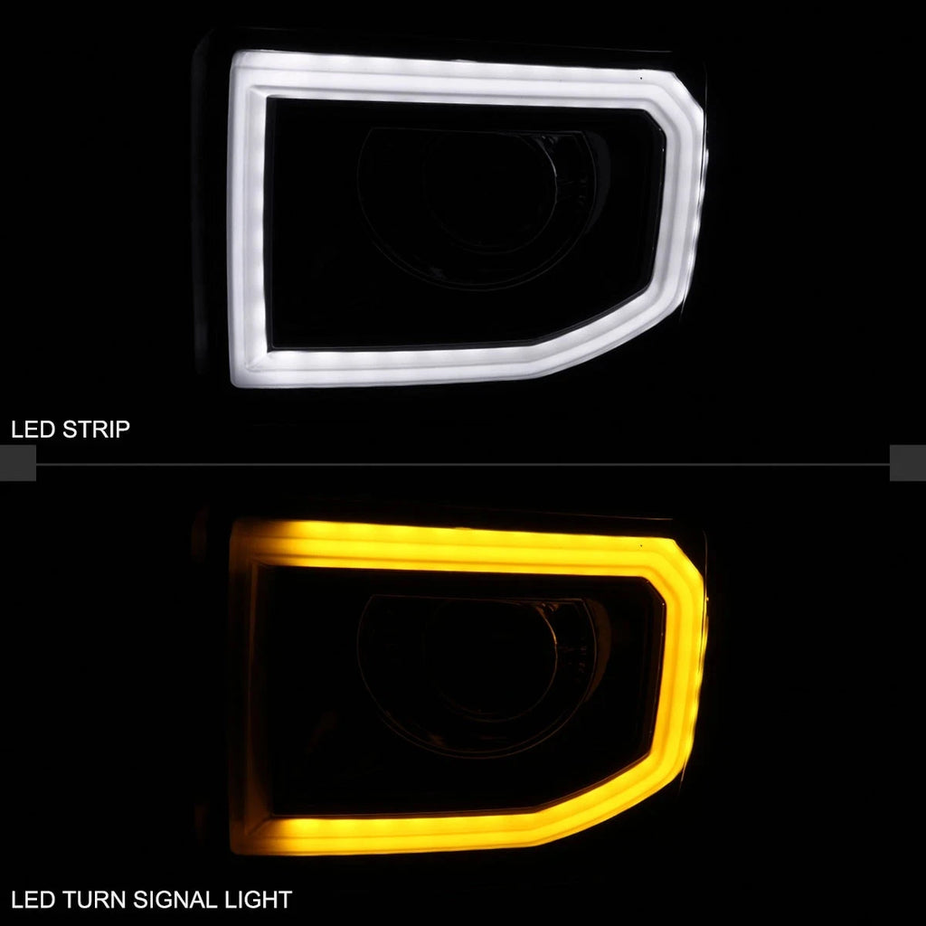 Smoke LED Projector Headlights for GMC Sierra 1500 (2014-2015) & Sierra 2500HD (2015-2019)